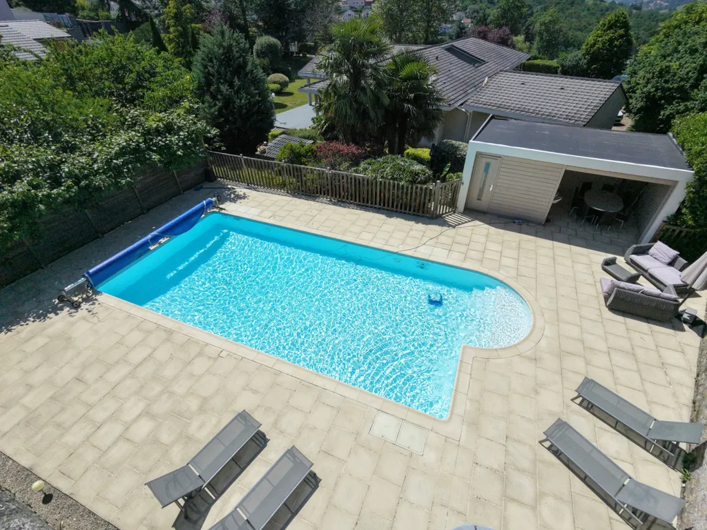 Aerial - Contemporary Villa with Pool in La Talaudière