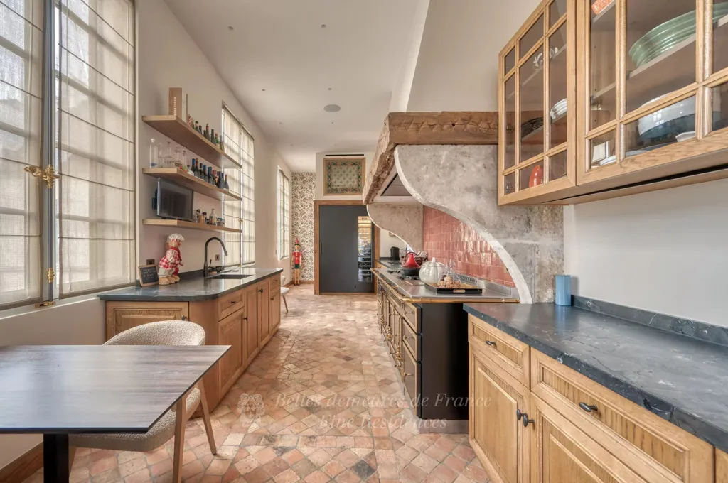 Kitchen - Period Charm Triplex with Seine View in Paris 5th