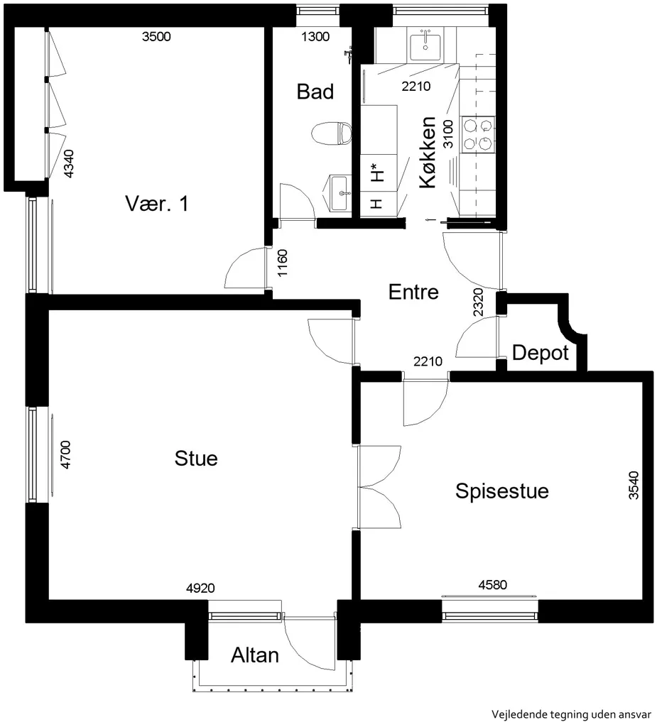 Plan - Three-Bedroom Flat in Tønder
