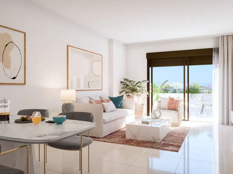 Séjour - Apartment with Pool and Golf Access in Aby Upper