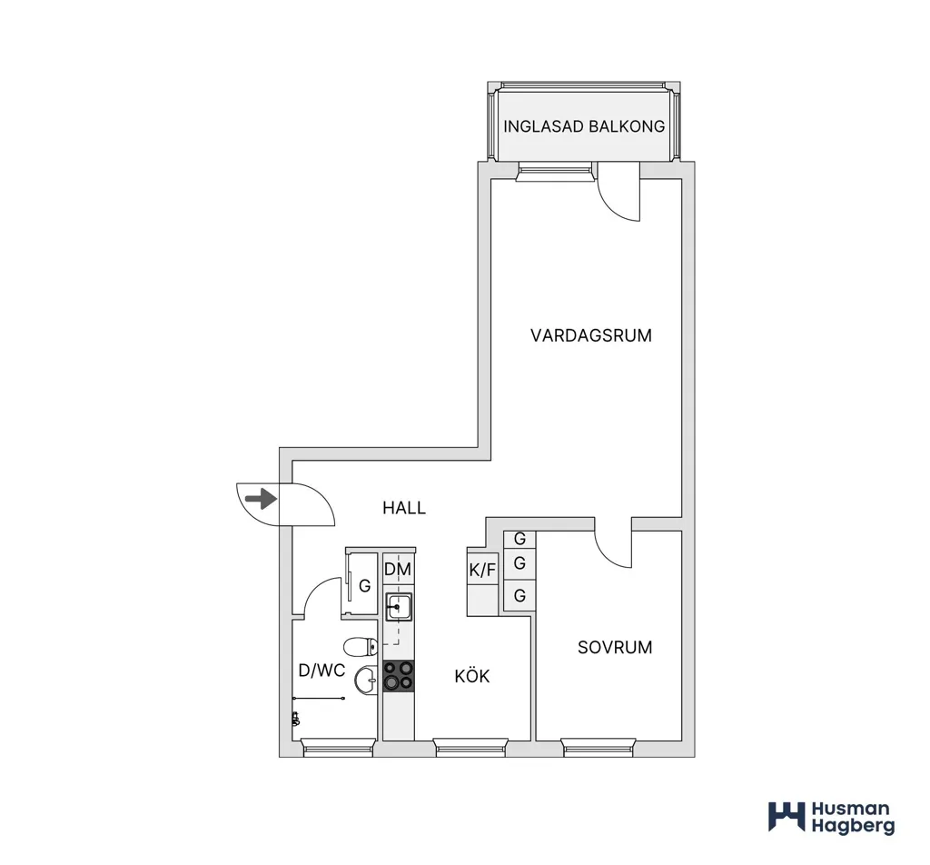 Plan - Two-Bedroom Apartment with South-Facing Balcony in Teg