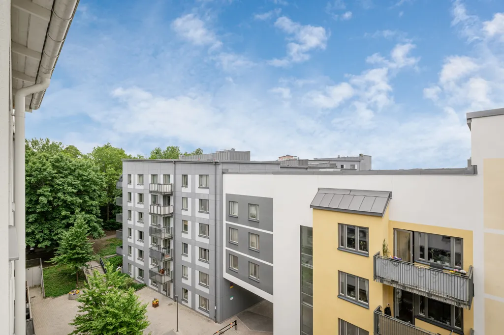 Aerial - Apartment with West-Facing Balcony in Sundbyberg