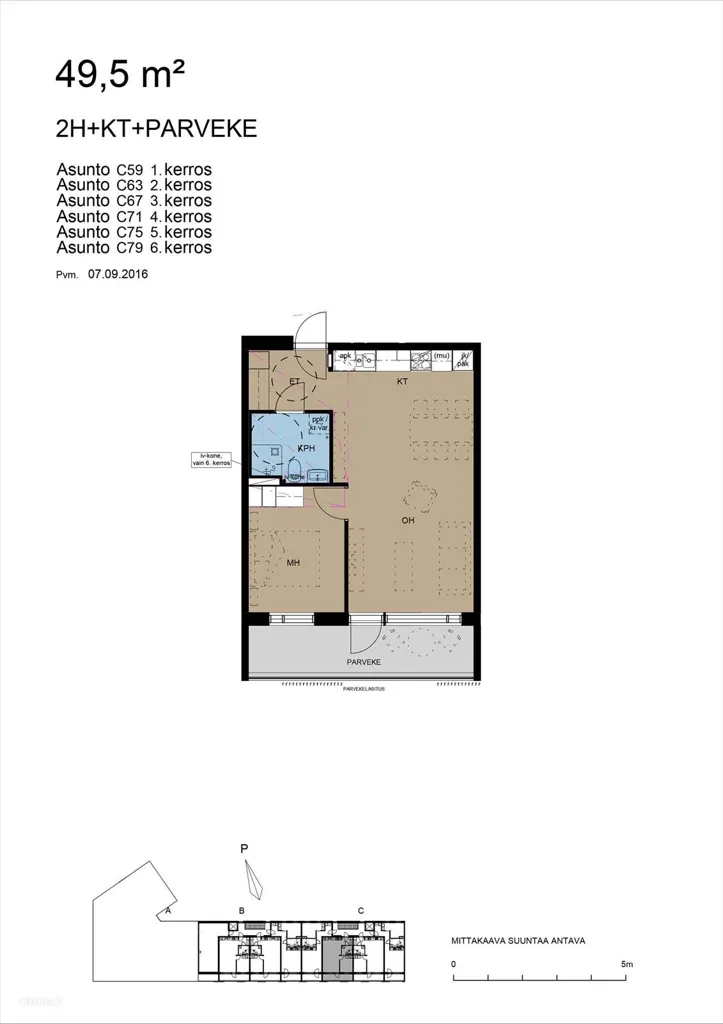 Floor Plan - Modern Flat with Balcony in Vuosaari, Helsinki