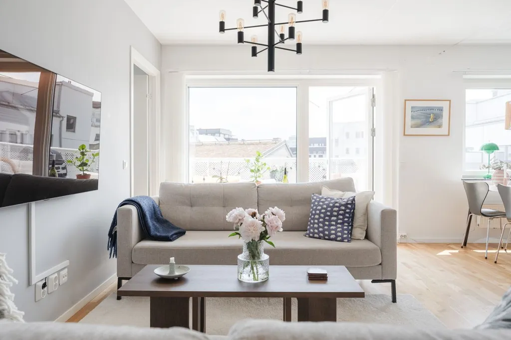 Living Room - Apartment with South-Facing Balcony in Västra Hamnen