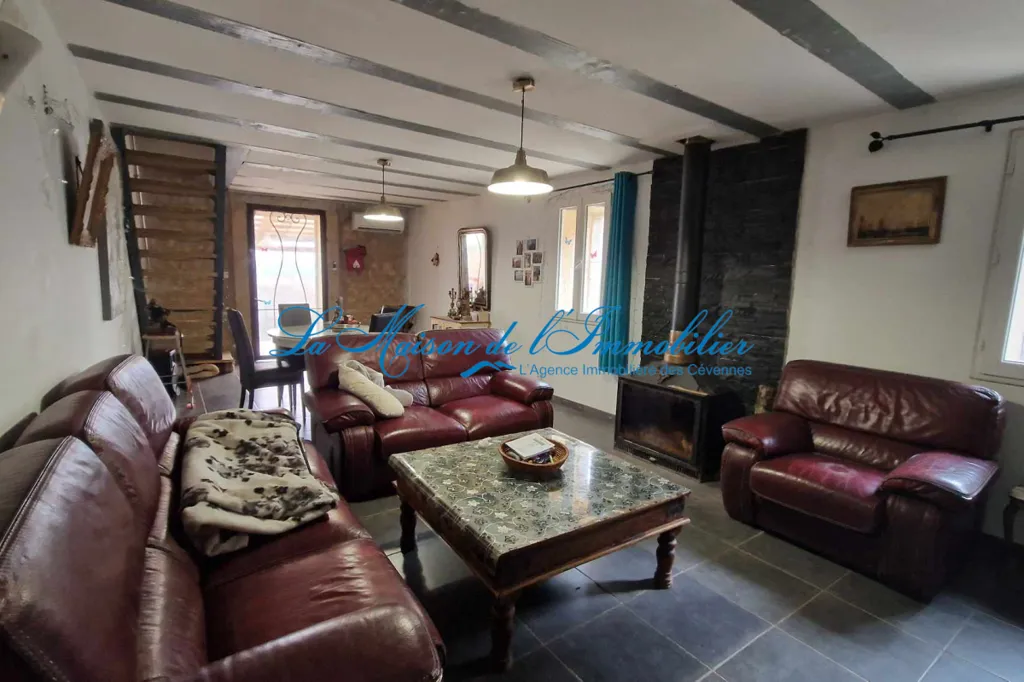 Living Room - Converted Barn with Panoramic View near Saint-Ambroix