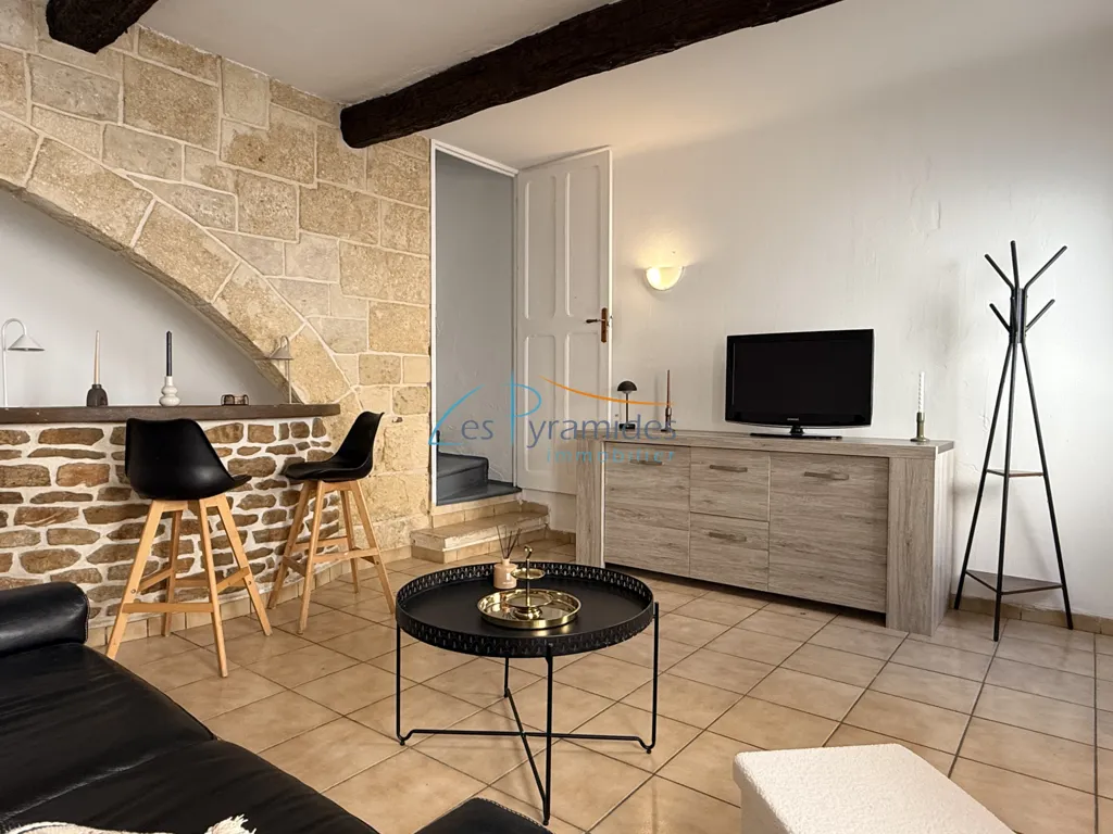 Living Room - Charming Townhouse with Voûte in Lunel