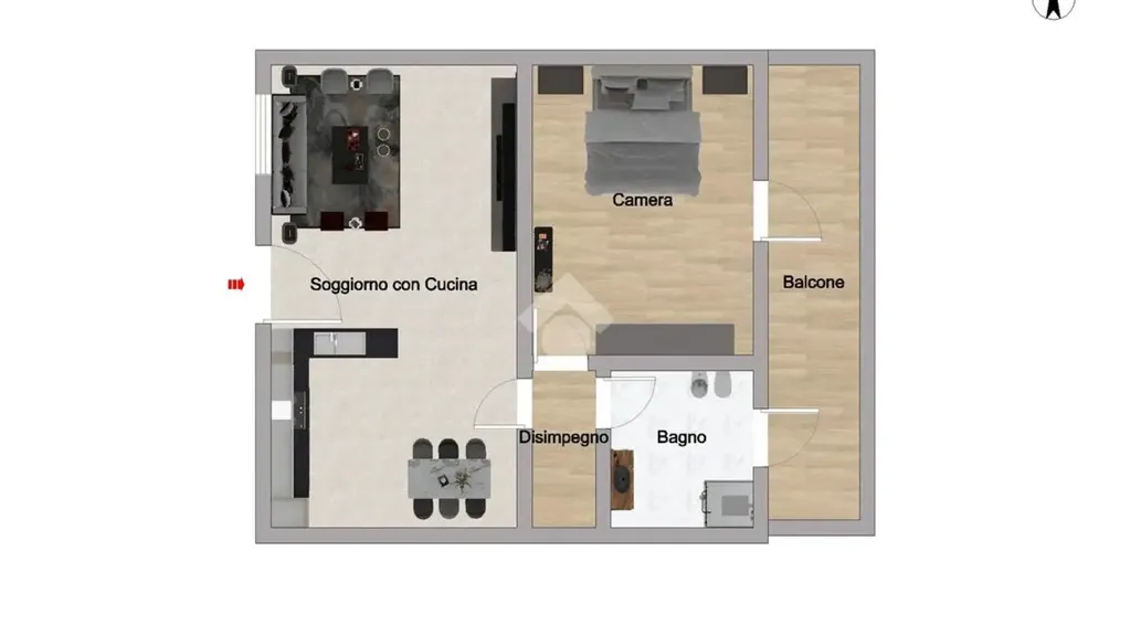 Plaan - Bilocale with Private Parking in Bagnolo Mella