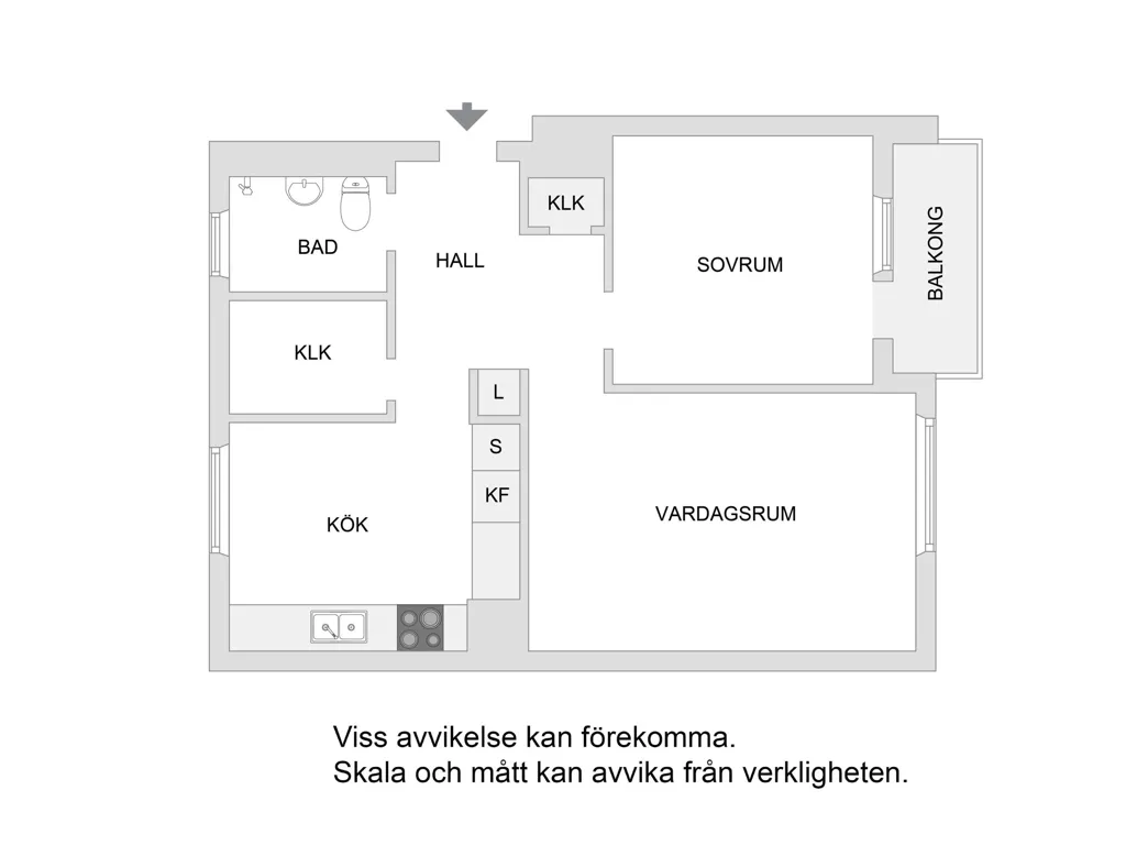 Floor Plan - 2-Bedroom Apartment with West Balcony in Årsta