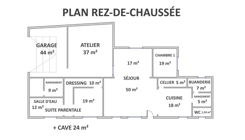 Plan - Maison Rénovée en Pierre avec Jardin à Vouillé