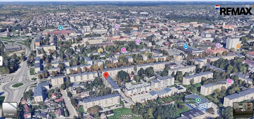 Aerial - 3-Bedroom Apartment with Balcony in Šiauliai Centre
