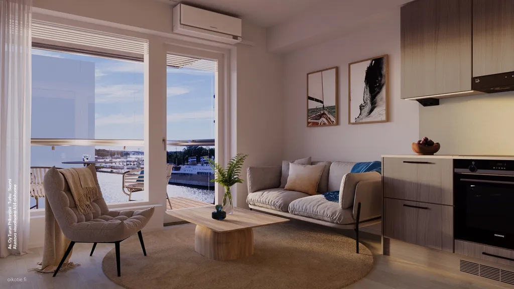 Living Room - Modern Apartment with Sea View in Turku