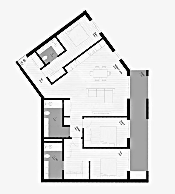 Plaan - 3-toaline korter asukohas Maia