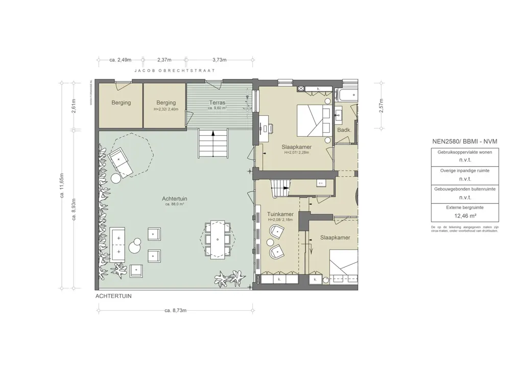 Plan - Rijksmonument Hoekwoning with Garden in Amsterdam