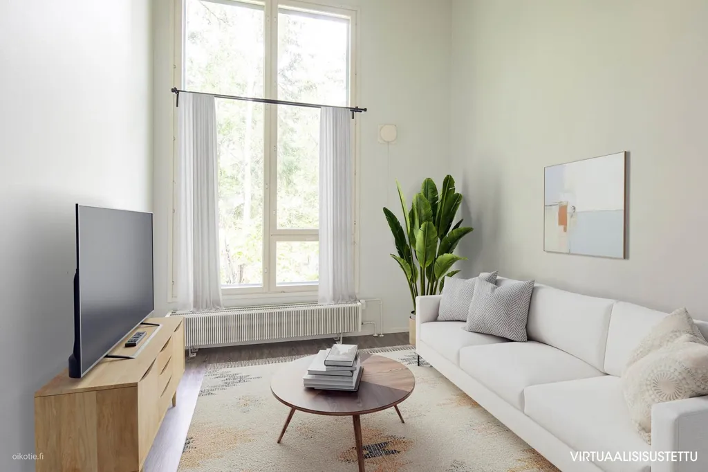 Living Room - Five-Bedroom Apartment with Sauna in Vuosaari