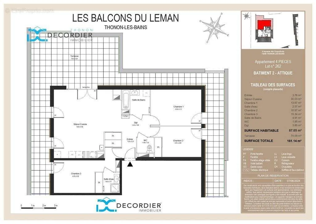 Plaan - Attic 4-Bedroom with Terrace in Thonon-les-Bains