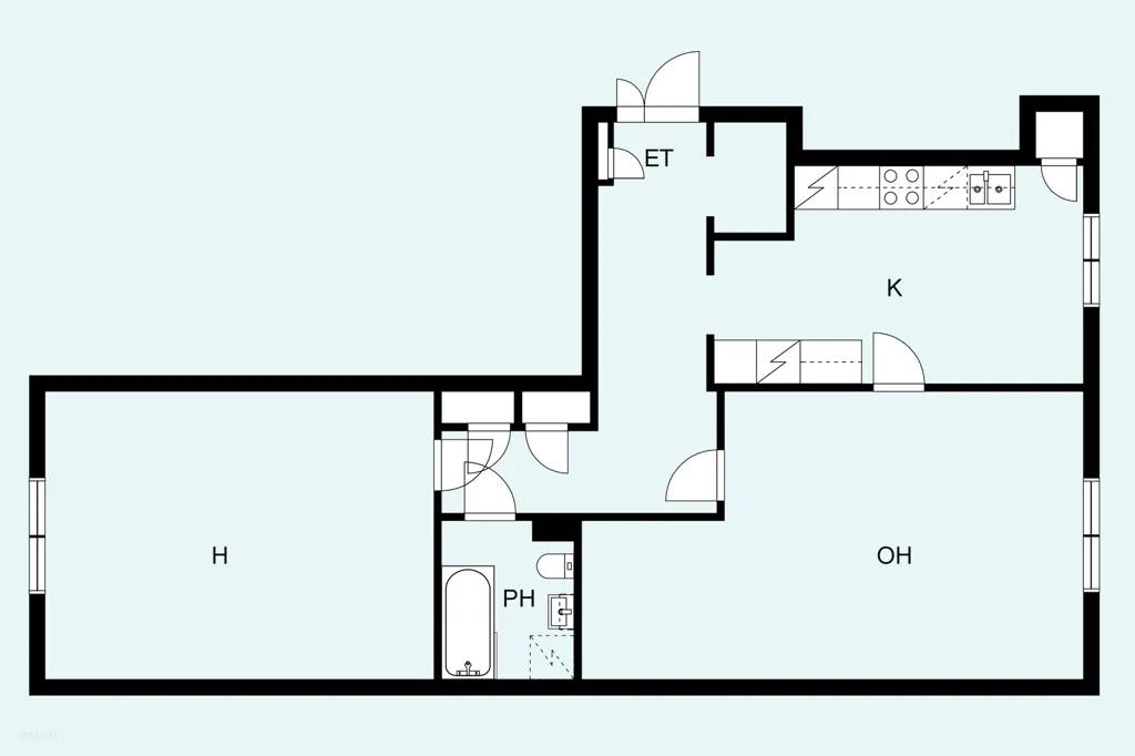 Plan - Uusklassical Flat with Garden View in Taka-Töölö