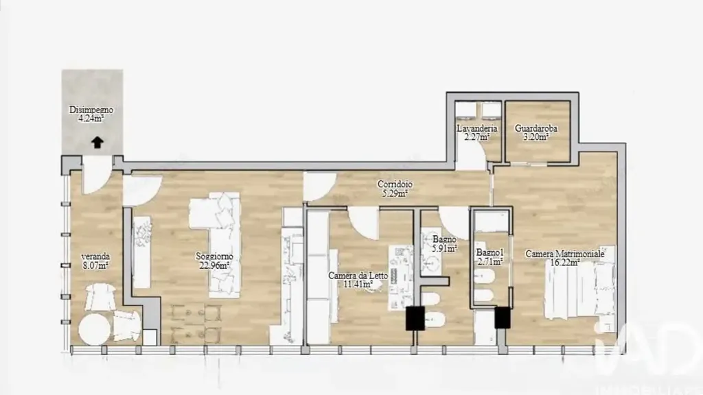 Plan - Modern Triplex with Balcony in Florence
