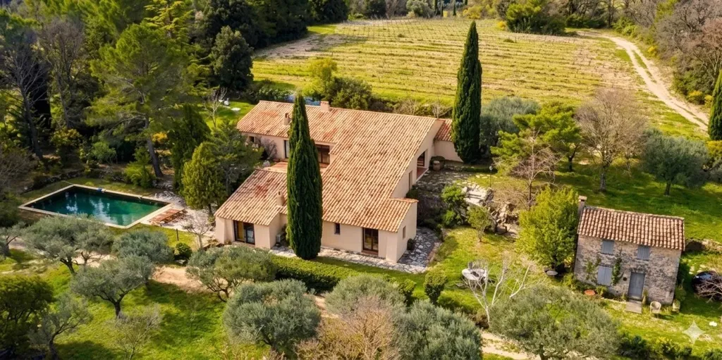 Vue aérienne - Villa d'Architecte entre Vignes et Nature à Lorgues