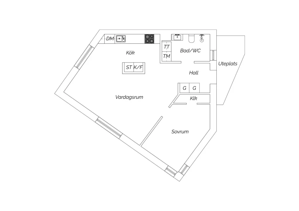 Floor Plan - Two-Bedroom Flat with Balcony in Gårdshusen