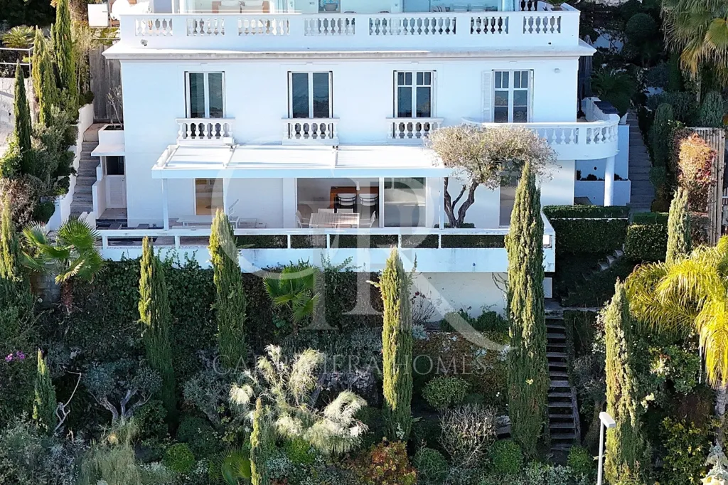 Vue aérienne - Maison Vue Mer avec Piscine à Eze