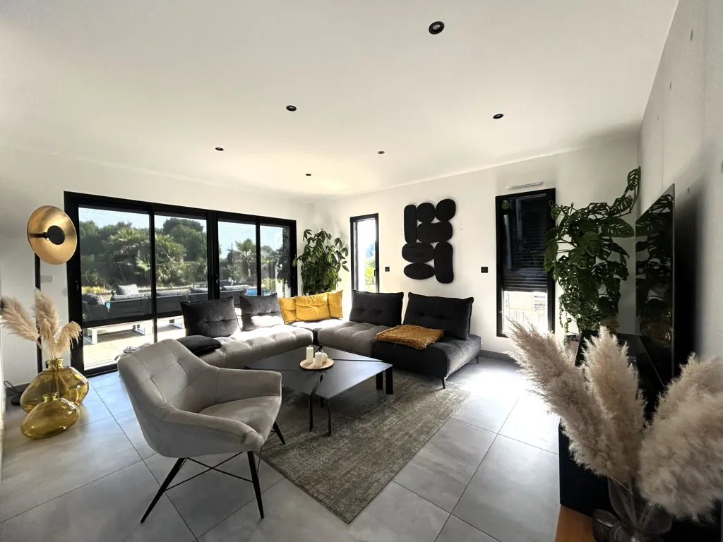 Living Room - Architectural Villa with Pool near Saint Jacut