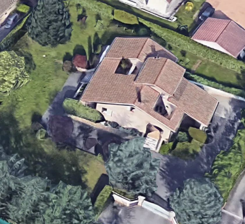 Vue aérienne - Maison d'Architecte avec Vue Ouest à Lentilly