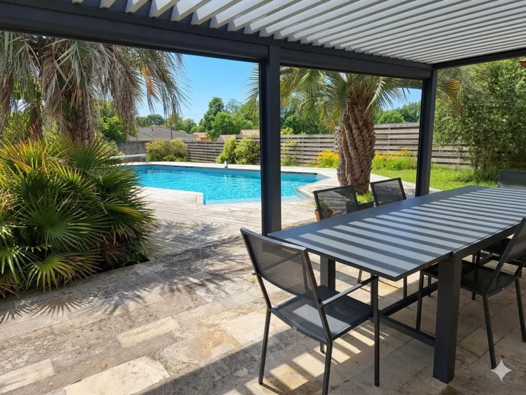 Terrasse - Maison de Plain-Pied avec Piscine à Martillac