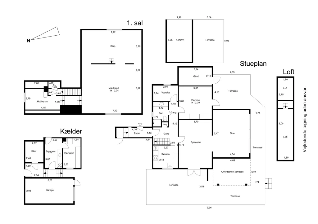 Floor Plan - 1947 Villa with Garden in Køge