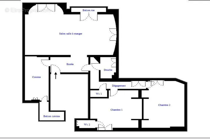 Floor Plan - 4-Piece Apartment with Balcony in Passy