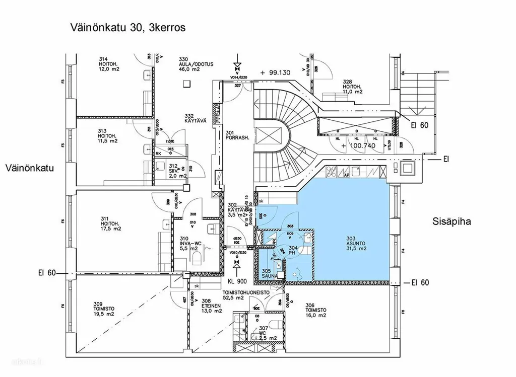 Floor Plan - Renovated Studio with Sauna in Jyväskylä Centre