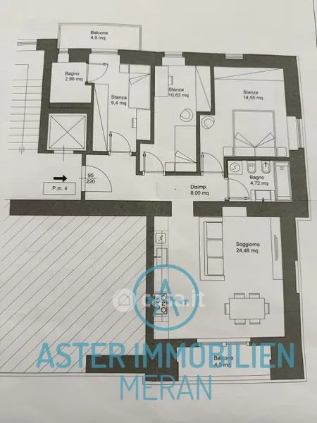 Planimetria - Historic Apartment with Balcony in Merano