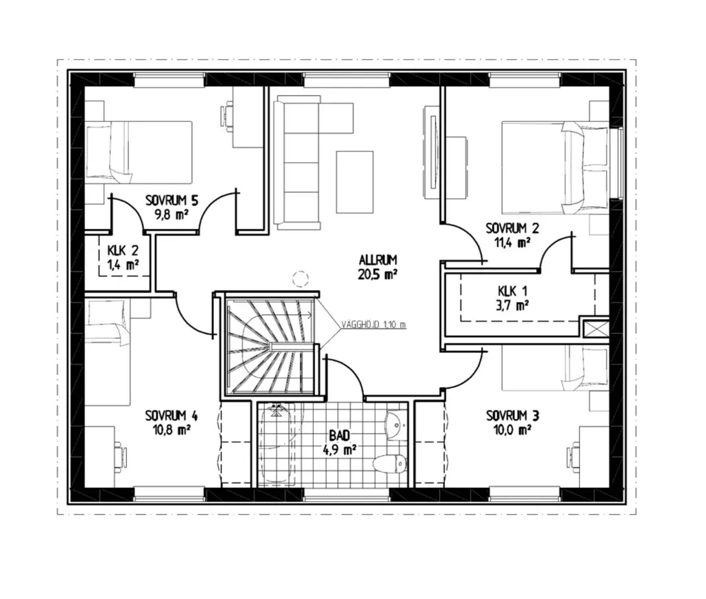 Planimetria - Two-Storey House with Open Plan in Tibro