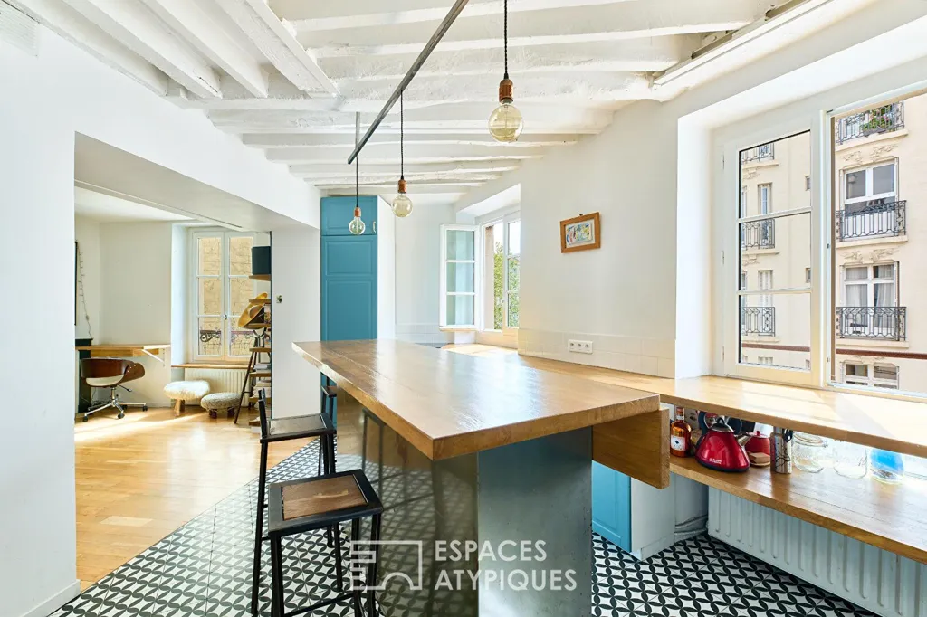 Cuisine - Triplex Lumineux en Dernier Étage à Paris