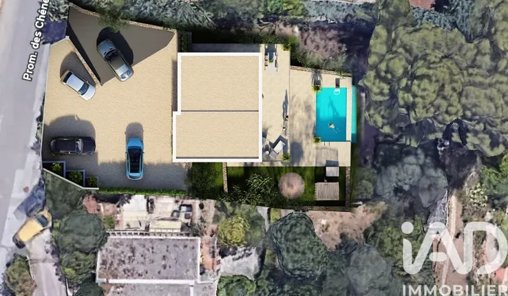 Vue aérienne - Terrain à bâtir avec vue mer à La Valette-du-Var