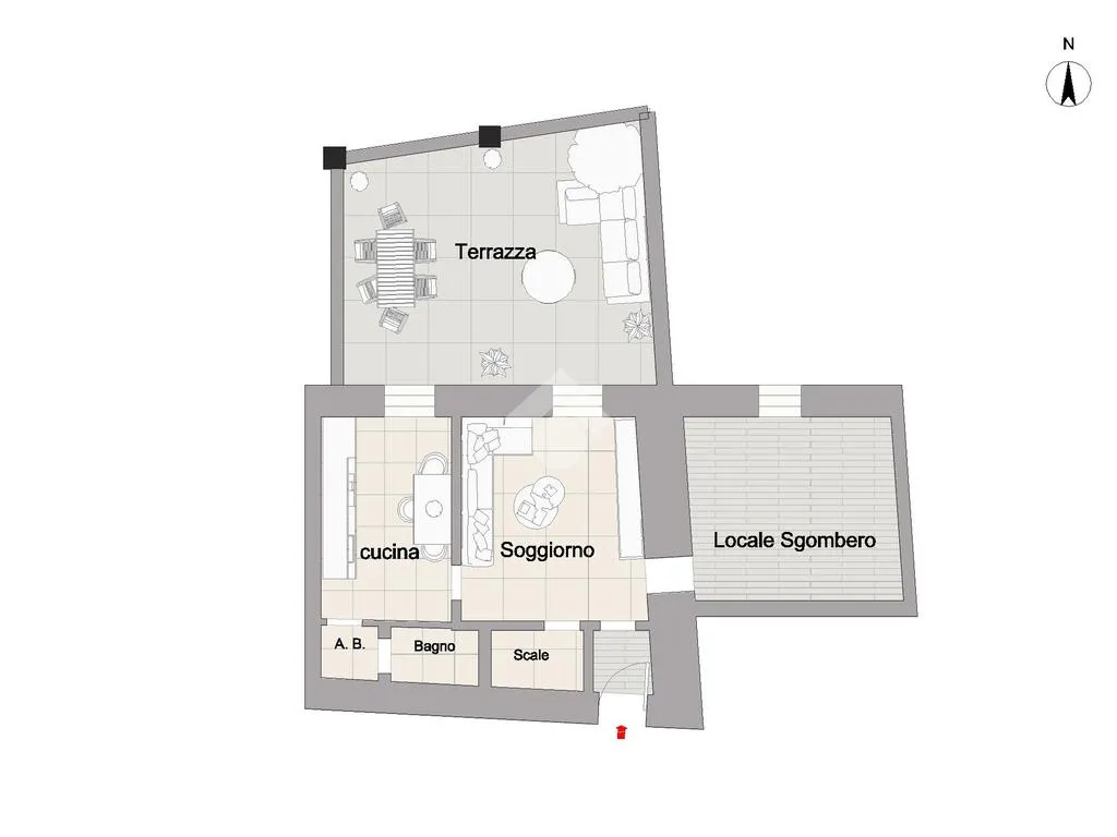 Plan - Modern Trilocale with Terrace in Castelfidardo