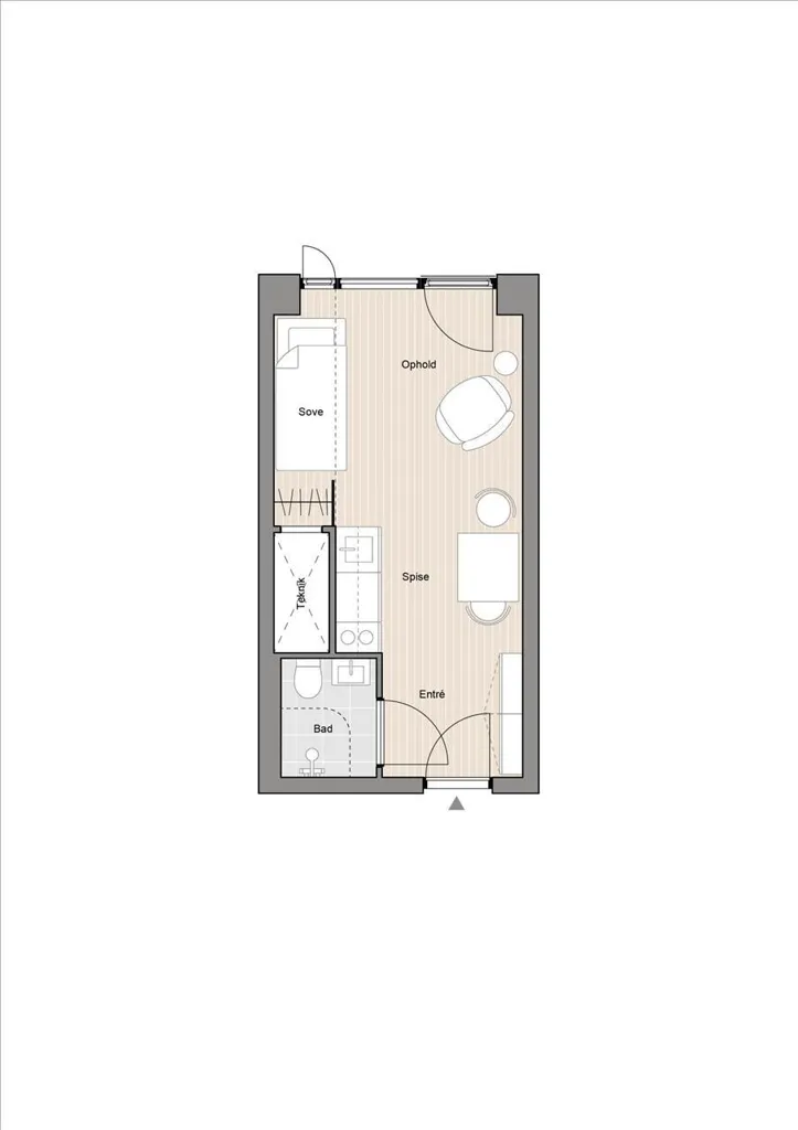 Plan - Studio Apartment with Balcony in Aarhus N