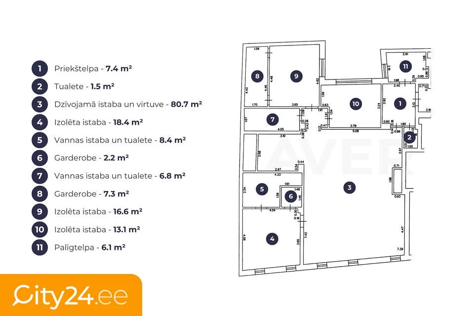Plan - 4-Bedroom Apartment with Historical Features in Old Riga