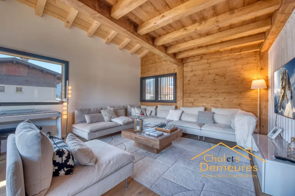 Séjour - Chalet Neuf avec Vue Panoramique à Megève