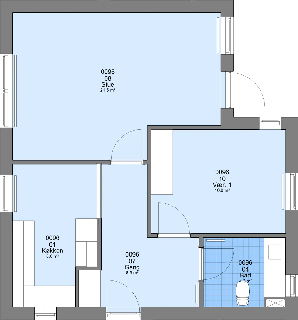 Floor Plan - Two-Bedroom Flat with Terrace in Viborg