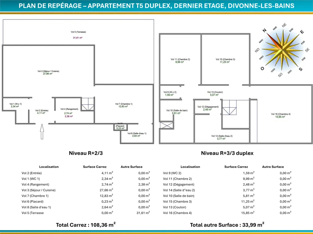 Plan - Duplex Meublé avec Terrasse et Parking à Proximité du Lac