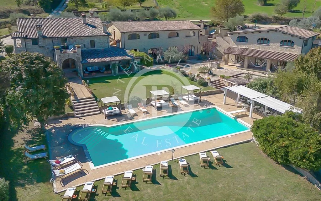 Vue aérienne - 12-Bedroom Villa with Pool in Todi, Italy