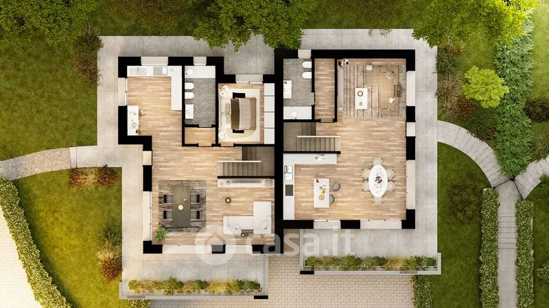 Vue aérienne - Bifamiliar Villa with Private Garden in Gallarate