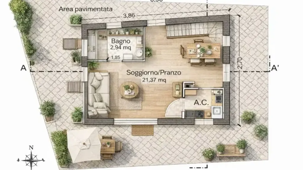 Plaan - Rustic Home with Construction Potential in Palestrina