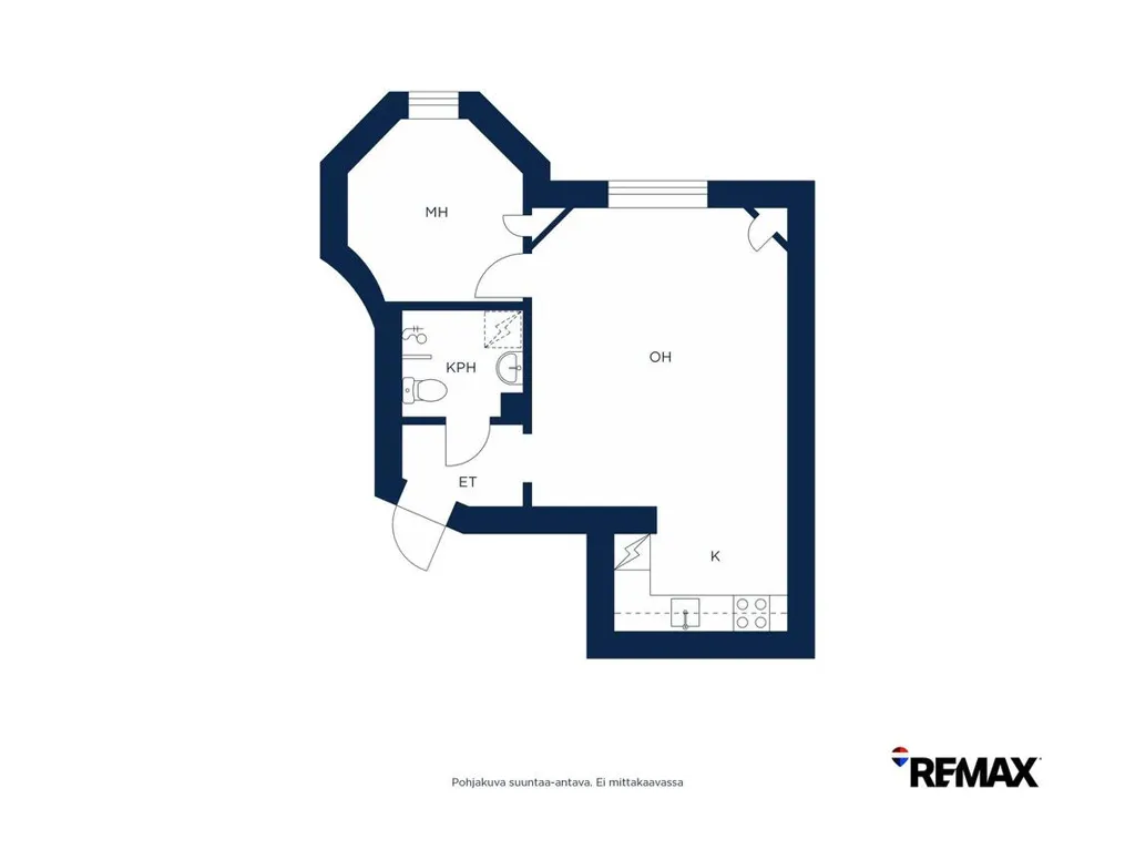 Floor Plan - 1-room apartment in Helsinki