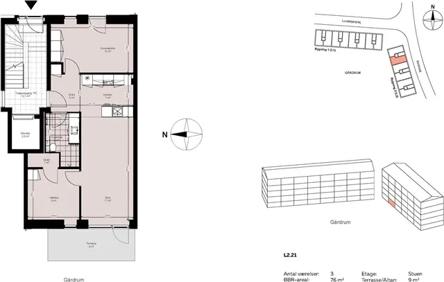 Plano - Three-Room Apartment with Balcony in Frederikssund