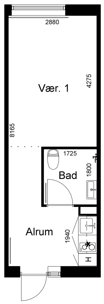 Plaan - 1-Bedroom Flat near Slagelse Station