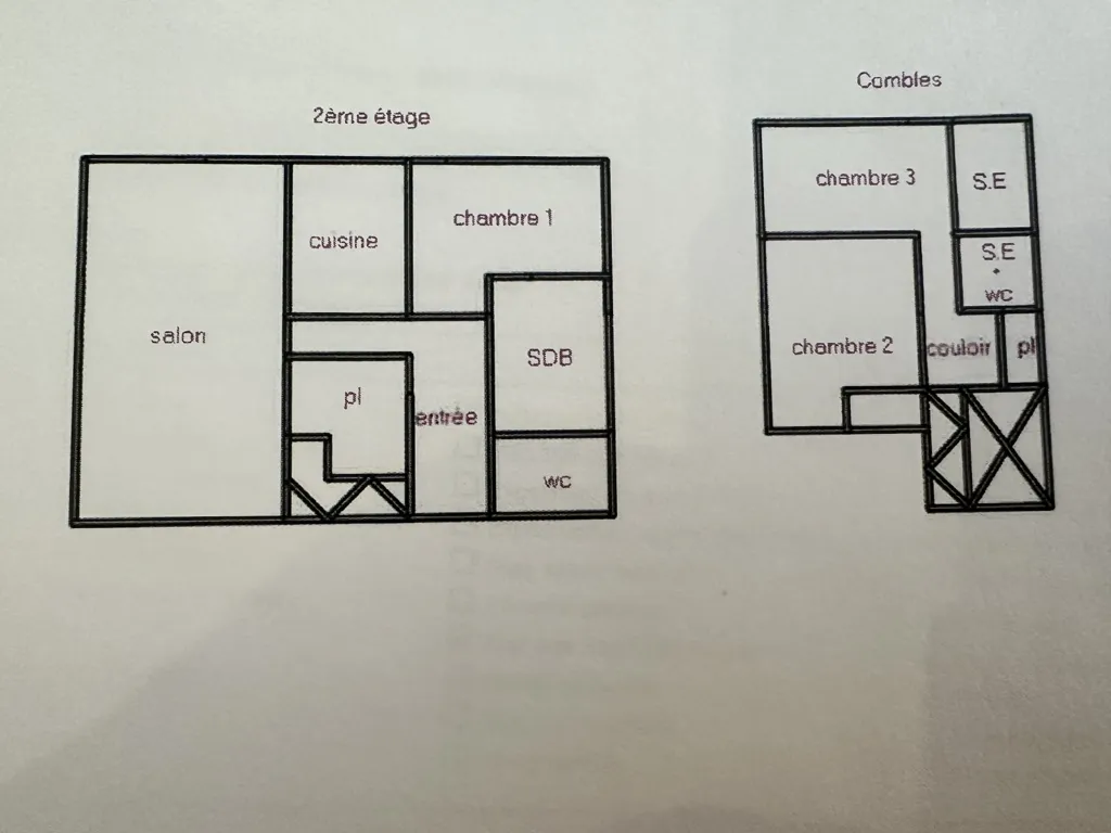 Plan - Duplex de 3 Chambres en Centre-Ville à Saint-Leu-d'Esserent