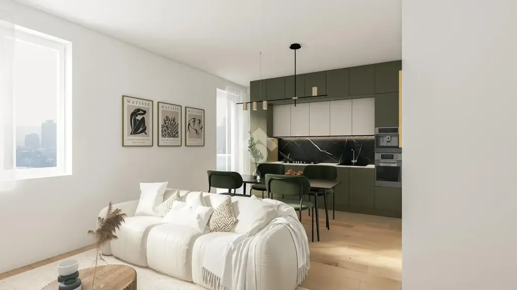Séjour - Rear-Facing Apartment with Balcony in Brescia