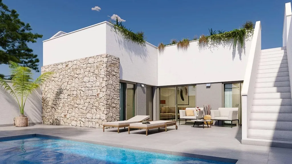 Piscine - New Build Villa with Solarium in Pilar de la Horadada