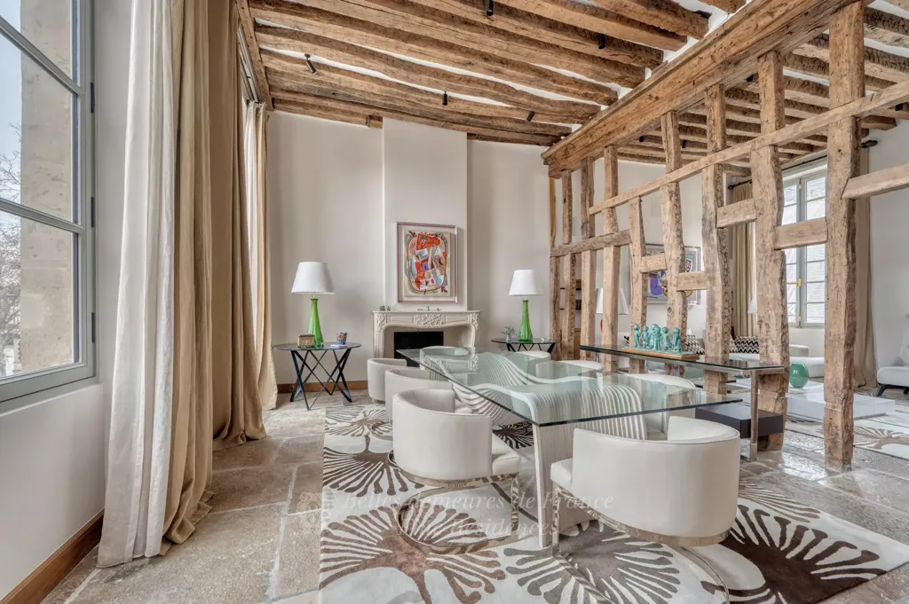 Dining Room - Period Charm Triplex with Seine View in Paris 5th
